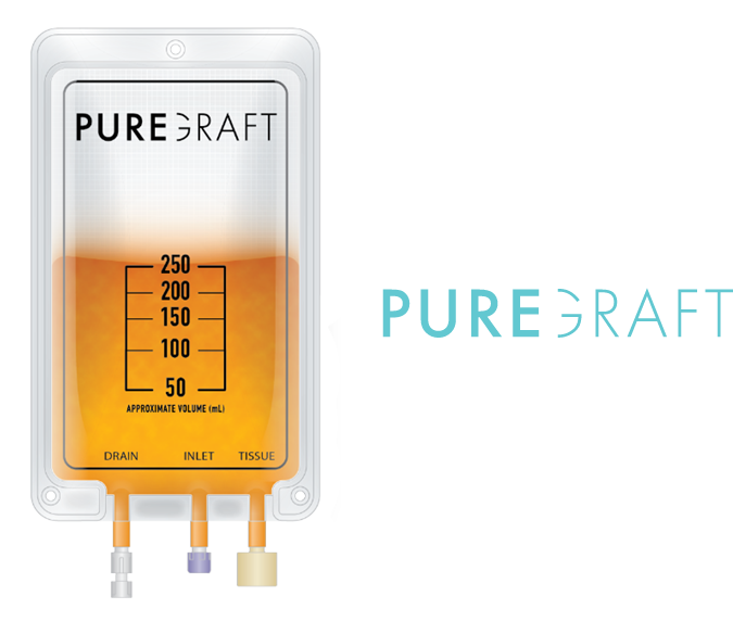 Puregraft bag and logo