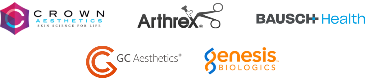Bimini Health Tech is trusted partners of Crown Aesthetics, Arthrex, Genesis Biologics, GC Aesthetics, and Bausch Health
